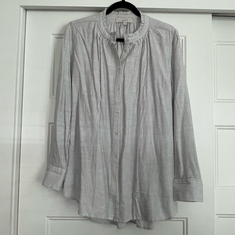NWOT Large Loft Black and White Cotton Tunic Blouse